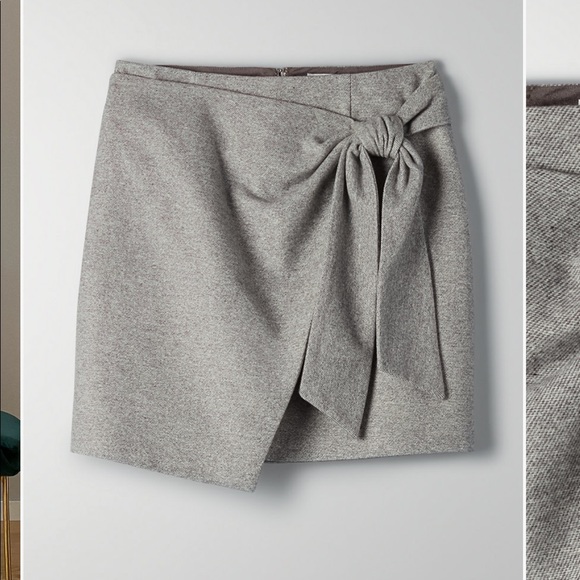 Aritzia Dresses & Skirts - Aritzia Wilfred New Wrap Front Wool Mini Skirt - Grey